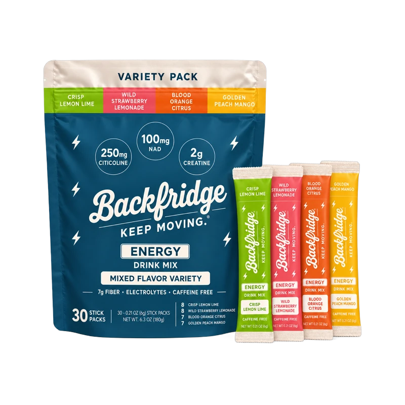 Backfridge Energy variety pack, 30 stick pack pouch with one stick in each flavor