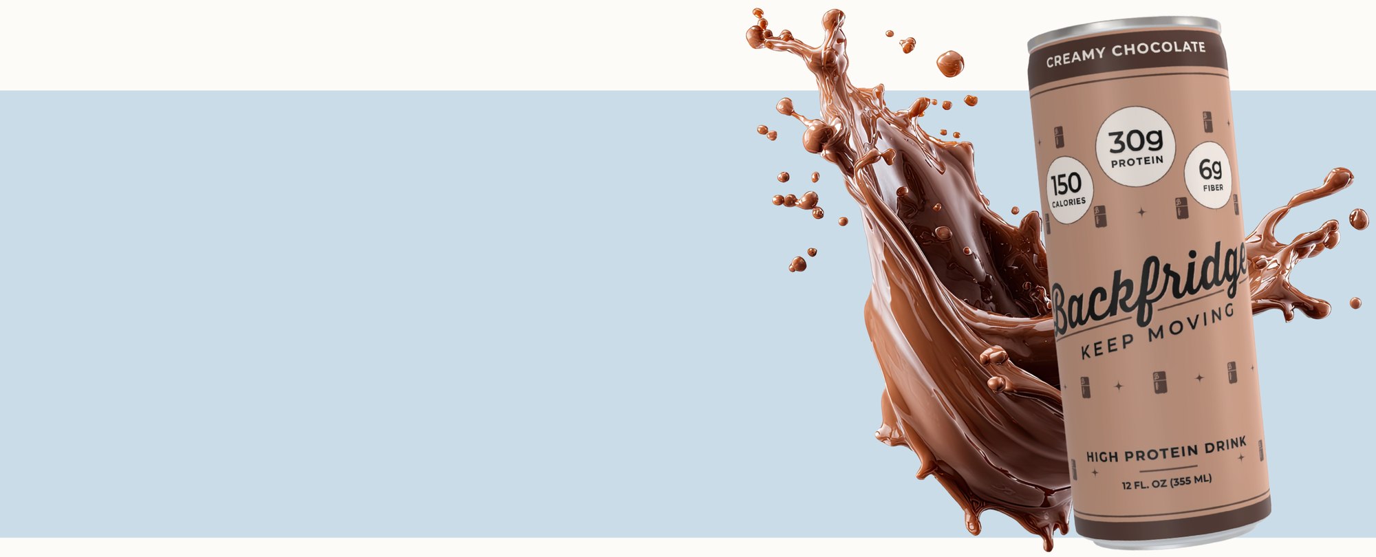 Backfridge Creamy Chocolate can with chocolate splash
